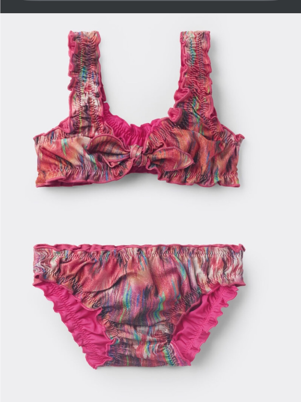 Pink Multicolor Ruffle Bikini Set